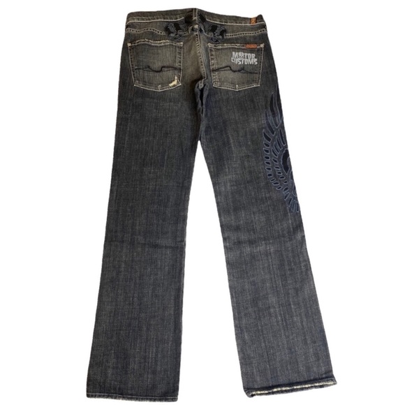 HTF: 7 For All Mankind® ☻︎ x Great China Wall Moto Skull Patch Standard Jeans ☻︎ - Picture 4 of 16